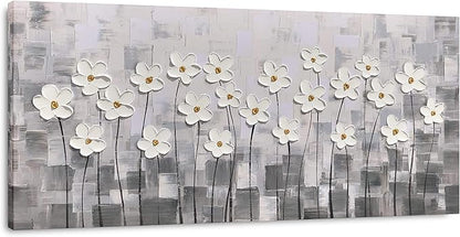 Yihui Arts Abstract Floral Oil Paintings on Canvas Extra Large Hand Painted Modern Stretched Contemporary Wall Art Flowers Artwork for Living Room Home Decor