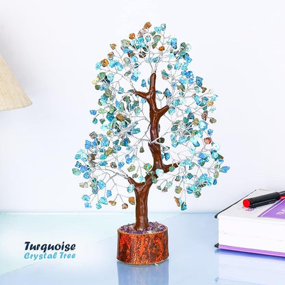 Turquoise Crystal Bonsai Tree - Feng Shui Gemstone - Spiritual Gift for Women - Tree of Life Decor - Chakra Stone - Positive Energy