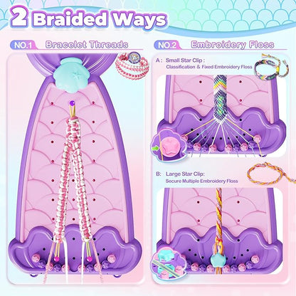 2-in-1 Friendship Bracelet Making Kit, Arts and Crafts for Girls Ages 8-12, Jewelry Making Kit＆DIY Travel Activity Toys Set, Christmas Birthday Gifts for 6 7 8 9 10 11 12 Year Old Teen Girls (Purple)