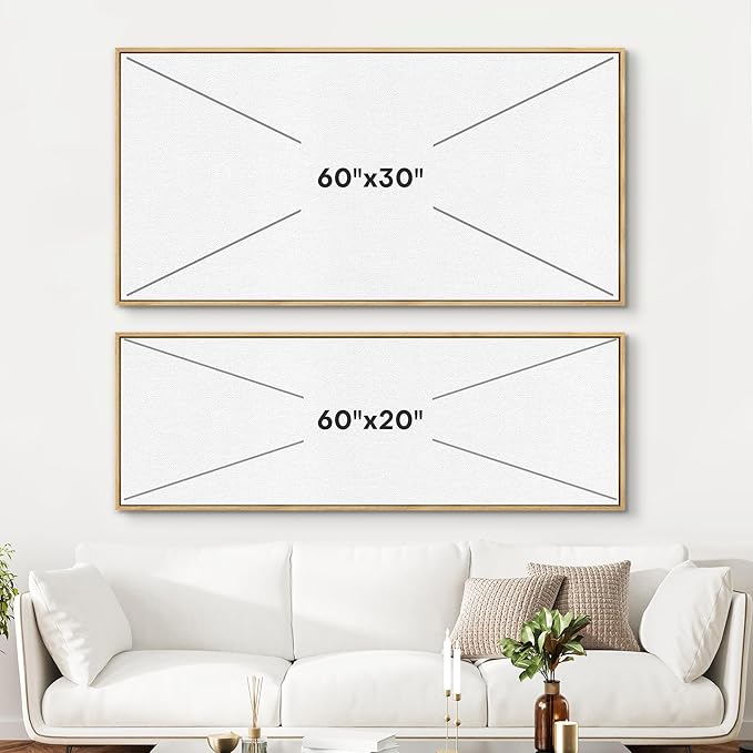 SIGNFORD Large Framed Canvas Print Wall Art Whispers of Nature an Abstract Watercolor Illustrations Modern Art Relax/Calm Warm for Living Room, Bedroom, Office - 60"x20"