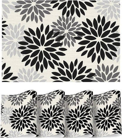 Artoid Mode Floral Vinyl Placemats Set of 4, Heat Resistant Washable Non-Slip Plastic PVC Place Mats for Party Kitchen Dining Decor
