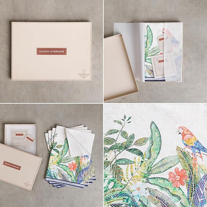 Maison d' Hermine Placemats 100% Combed Cotton Premium Set of 4 Dinner Placemat, Decorative Washable Cloth Placemat, Dining, Buffet Parties & Camping - Mosaic (13"x19")