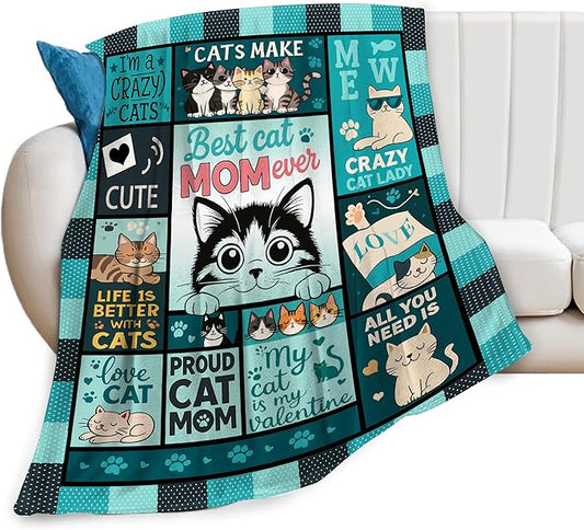 Cat Blanket Cute Cat Throw Blanket Kitten Soft Cozy Fleece Fuzzy Stuffed Plush Flannel Gifts for Girls Women Boys Kids Adults 60"X80"