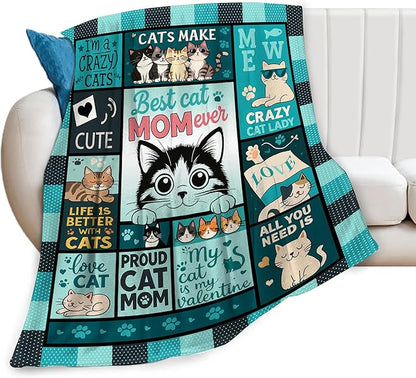 Cat Blanket Cute Cat Throw Blanket Kitten Soft Cozy Fleece Fuzzy Stuffed Plush Flannel Gifts for Girls Women Boys Kids Adults 40''x50''