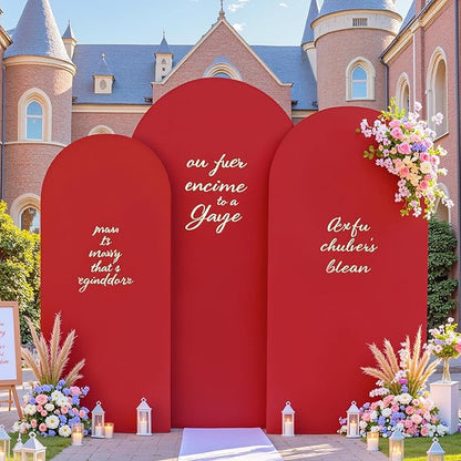 Black and Red Arch Backdrop Cover 7.2FT 6.6FT 6FT Arch Covers Stretchy Backdrop Set of 3, Wedding Arch Cover Spandex Fitted Double-Color Fabric Arch Covers for Party Baby Shower Birthday Decoration
