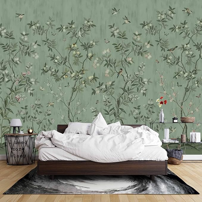 Floral Forest Wall Murals Peel and Stick Forest murals Removable Waterproof Large Wallpaper for Living Room Bedroom (Color-12, 137×98 inch)
