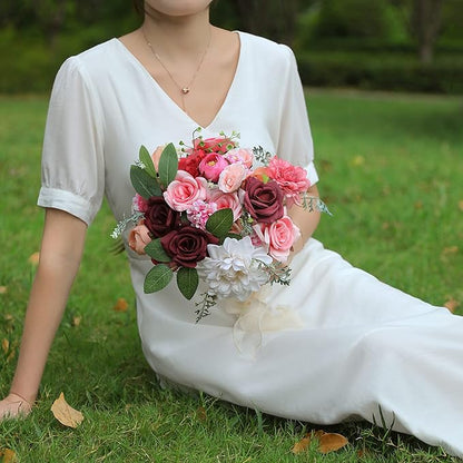 Artificial Flowers Combo, Fake Flowers for DIY Tables Centerpieces Baby Shower Bridal Shower Wedding Bouquet Arrangements Party Candle Holder Cake Decor Flower Home Decorations