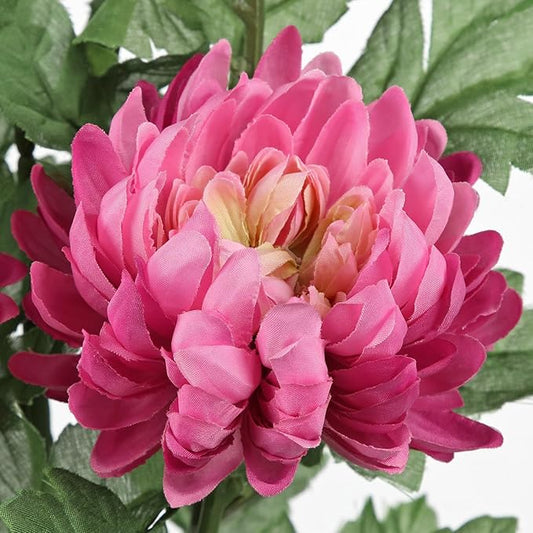 Hollyone 5Pcs Fake Mums Flowers Pink Artificial Chrysanthemum Flowers Silk 22.8inch Long Stem Floral Arrangements Bouquets Faux Spider Mum Flower Pincushion Flower Bush Spring Home Decor