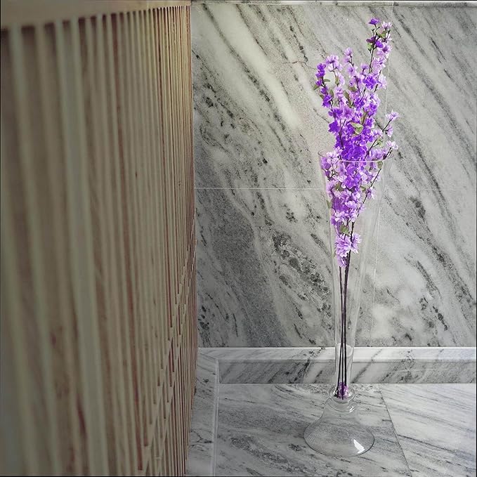Efavormart 1PC 40" Clear Reversible Clarinet Glass Trumpet Vase, Tall Glass Vases Wedding Event Home Decor