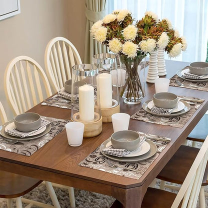 Coffee Theme Linen Placemats Set of 6 Vintage Brown Coffee Cup Table Mats Heat Resistant Place Mats for Home Party Kitchen Dining Decoration 12x18 Inch