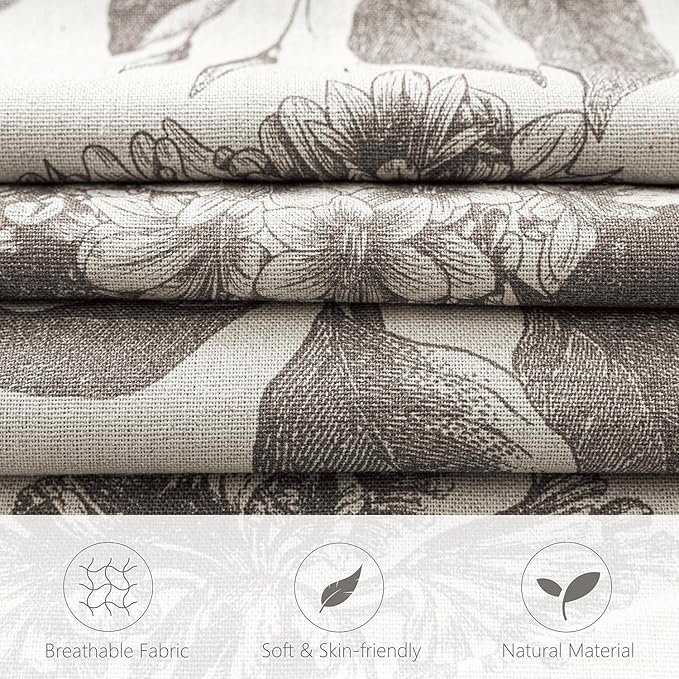 Foindtower Set of 2 Linen Floral Throw Pillow Covers Vintage Accent Print Decorative Cushion Covers Farmhouse Boho Home Decor for Sofa Chair Couch Bedroom Living Room,24×24 Inch,Light Gray