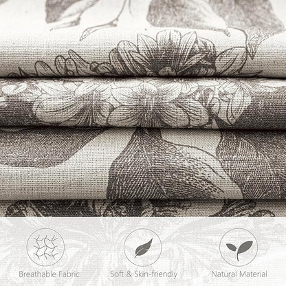 Foindtower Set of 2 Linen Floral Throw Pillow Covers Vintage Accent Print Decorative Cushion Covers Farmhouse Boho Home Decor for Sofa Chair Couch Bedroom Living Room,24×24 Inch,Light Gray