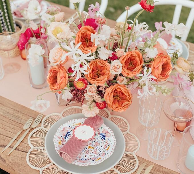 16pcs Peonies Artificial Flowers Head Orange Austin Roses Vintage Burnt Flowers Silk Rose Head with Stems for DIY Flower Wedding Bouquets Centerpieces Home Decoration (Orange)