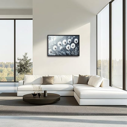 Rustic Dandelion Large Wall Art Framed Wall Decor for Living Room Farmhouse Floral Pictures Oversized Canvas Print Painting Modern Extra Large Framed Artwork for Bedroom Office 36"x24"