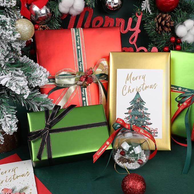 NESCCI Matte Metal Red Wrapping Paper, Solid Color Paper,Gift Wrapping Paper,Perfect for Wedding,Valentine's Day,Birthday, Christmas,Baby Shower,DIY Bouquet (17.5 Inches X 32.8 Feet)