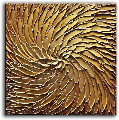 YaSheng Art -30x30inch Large Abstract Art Oil Paintings on Canvas metal golden Gradient color Abstract Artwork Modern Home Decor Canvas Wall Art Ready to Hang for Living Room Bedroom