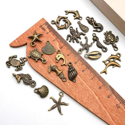 WOCRAFT 60pcs Antique Bronze Ocean Bracelet Charms for Jewelry Making Sets DIY Necklace Bracelet Keychain Crafting Charms Kit Craft Supplies (SN883)