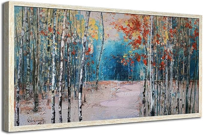 Ardemy Framed Birch Tree Canvas Wall Art for Living Room Large Forest Pictures Wall Decor Paintings Landscaper Nature Artwork Bedroom Dining Room Home Office, 40"x20"