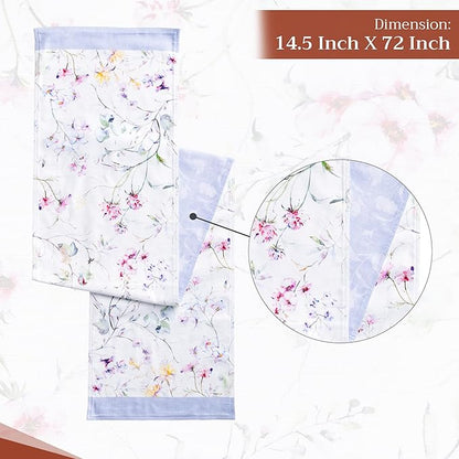 Maison d' Hermine Table Runner 100% Cotton Double Layer Table Runners 72 inches Long Decorative for Home Kitchen Dining Party Wedding Bridal Shower Spring Summer (Summer Floral, 14.50" x 72")