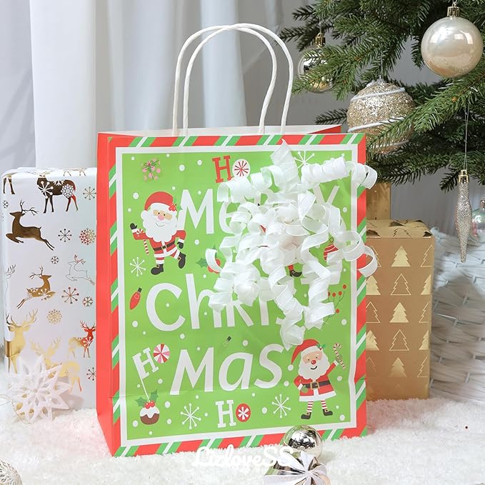 6" Metallic Glitter White Self Adhesive Curly Ribbon Gift Wrap Bows for Christmas, Holiday, Birthday, Wedding, Presents, Party Favors Decorations 6-Count