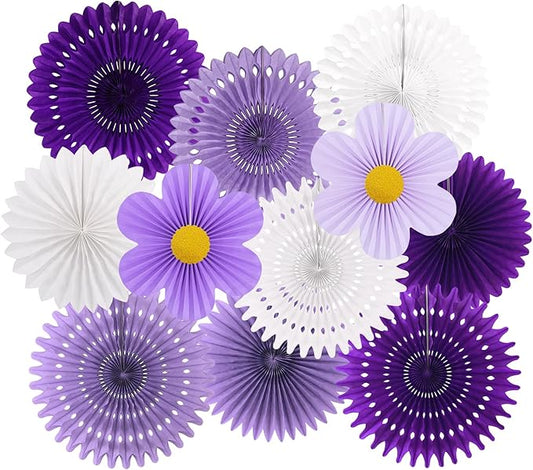 zilue Paper Fans Party Decorations Paper Flowers Decorations for Wall Classroom Floral Backdrop Baby Shower Birthday Party Flower Wall Decor Pack of 11 Purple