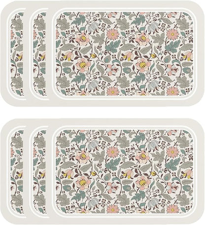 ISAENNE French Floral Rectangle PVC Placemats Set of 6, Waterproof and Heat-Resistant Place Mat,Decoration for Kitchen, Dining, Party,Holiday, New Year,12"*17"