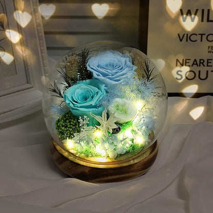 Preserved Flowers Bouquets Unique Rose Preserved Flower Gifts in Glass Dome for Women,Wife, Grandma Suitable for Birthday, Mother’s Day, Valentine’s Day, Anniversary, Christmas