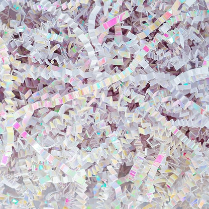Uptotop 1 LB Supply Crinkle Cut Paper Shred Filler for Gift Wrapping Basket Filling, Birthday, Christmas, Thanksgiving, Wedding, Mother's Day, Diamond White