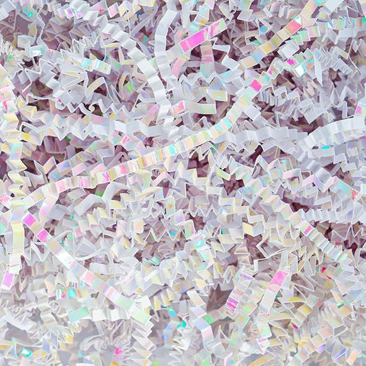 Uptotop 1 LB Supply Crinkle Cut Paper Shred Filler for Gift Wrapping Basket Filling, Birthday, Christmas, Thanksgiving, Wedding, Mother's Day, Diamond White