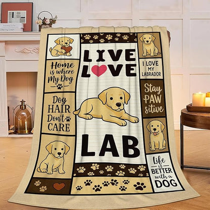 Labrador Retriever Blanket Cute Dog Throw Blanket Love Lab Puppy Soft Cozy Fleece Fuzzy Stuffed Plush Flannel Animal Gifts for Girls Women Boys Kids Adults 40''x50''