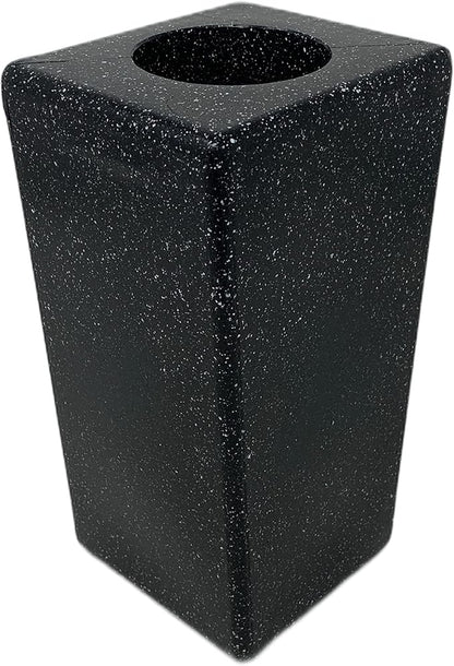 OPTIMUM Square Memorial Cemetery Flower Vase - Plastic (Blacker Granite) with Metal Ground Spike, Grave Marker, Decorations for Gravesite, Headstone Flowers Holder, Garden Lawn & Yard