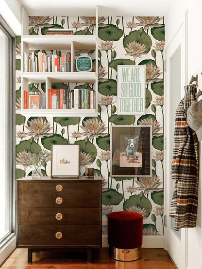Orainege Floral Wallpaper Peel and Stick Floral Contact Paper Boho 16.9inx393.7in Lotus Flower Wallpaper Removable Self Adhesive Wall Paper for Bedroom Cabinets Decorative