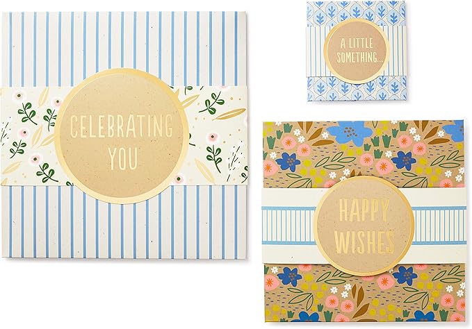 Hallmark Gift Boxes 3-Pack Assorted Sizes (Flowers and Stripes) for Birthdays, Bridal Showers, Mother's Day, Best Friends, Gifts for Her, Wrapped Treats and Cookies