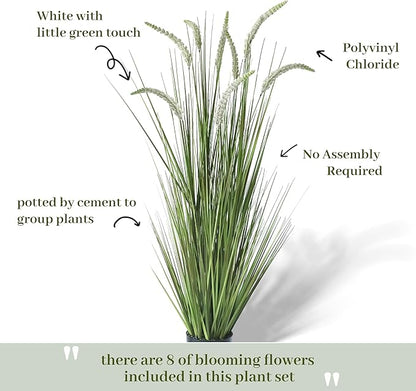 KOL 4ft 2-Pack Artificial Veronica Spiked Speedwell Grass, 47in Faux Veronica Spicata Flower, Tall Fake Reed Grasses for Home Office Garden Wedding Decor, Indoor Outdoor Plants, UV-Resistant
