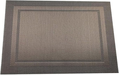 Gugrida Placemats Set of 6 Plaid Checkered Brown PVC Placemat for Dining Table Durable Woven Vinyl Stain tablemats 18"X12"
