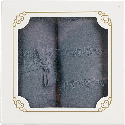 MEEDEE Dusty Blue Chiffon Ribbon 3 Inch Fringe Ribbons Slate Blue Chiffon Silk Frayed Edge Ribbon Wide Chiffon Ribbons for Crafts, Flower Bouquet, Wedding Favors Wrapping (2 Rolls 10 Yards)