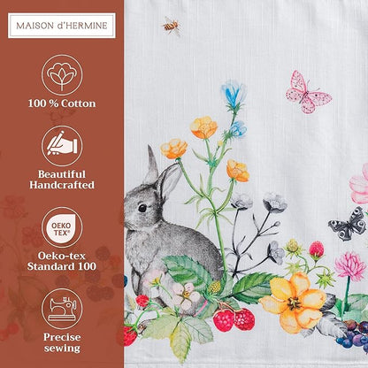 Maison d' Hermine Placemats Set of 4 100% Cotton Washable Cloth Place Mats, Reusable Table Mats for Kitchen Dining Decoration, Party, Wedding, Restaurant Spring/Summer (Printemps, 13" x 19")