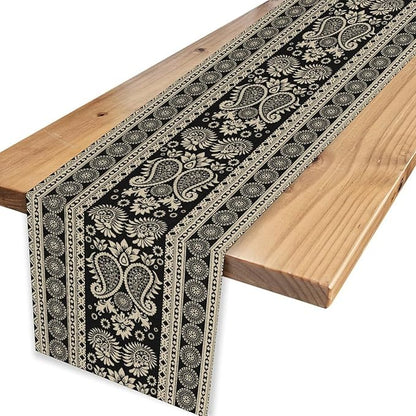 Vintage Paisley Table Runner, Retro Damask Vintage Boho Farmhouse Rustic Table Center Decor for Home Kitchen Dining Patio Holiday Party Indoor Outdoor Table Decorations 13x108 inch