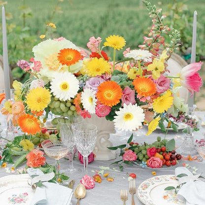 8Pcs PU Gerbera Daisy Artificial Flowers 11.8” Multi-Color Silk Daisy Centerpieces Small Fake Flowers for Vase Wedding Party DIY Office Home Living Room Decor