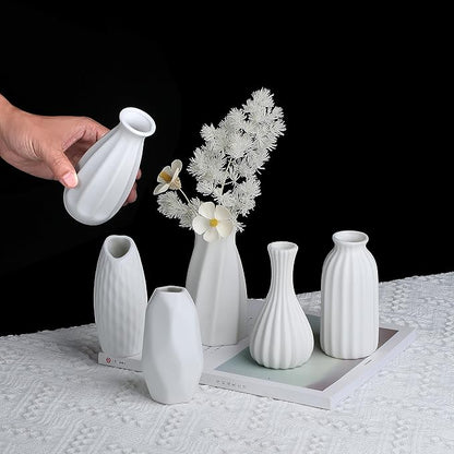 Set of 16 White Bud Vases for Flowers, Japandi Small Vases in Bulk for Centerpieces, Boho Mini Vases for Wedding Decorations, Living Room and Bedroom Decor, Arts and Crafts for Gifts
