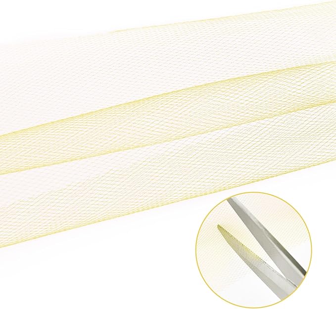 Yellow Tulle Mesh Ribbon 6 Inch x 100 Yards(300ft) Netting Spool Fabric Ribbon Ideal for Tutu Skirt Art Gift Wrapping Flower Bouquet Crafts Weddings Floral Arrangements