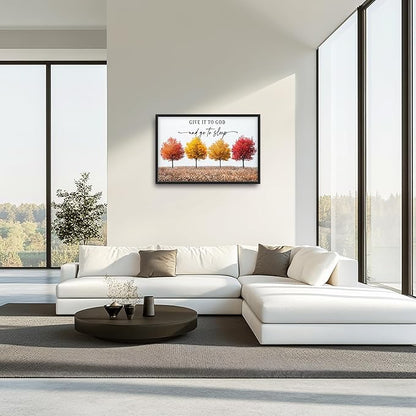 Framed Large Pictures Wall Art for Living Room, Trees Oversized Wall Decor Give It To God And Go To Sleep Canvas Print Painting Modern Extra Large Framed Artwork for Bedroom Office 36"x24"