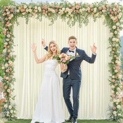 Wish Care Ivory Backdrop Curtains 4 Panels - Wrinkle-Free Polyester Photography Drapes for Wedding, Baby Shower, Birthday Party & More - 16 X10FT (Ivory)