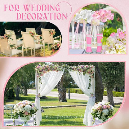 Unittype Silk Hydrangea Artificial Flowers Heads with Stems Faux Hydrangea Flowers for Wedding Centerpieces Bouquets DIY Floral Decorations for Home Indoor(White and Pink,200 Pieces)
