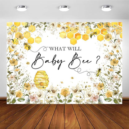 Avezano Bee Gender Reveal Backdrop What Will Baby Bee Photography Background Bumble Honeycomb Gender Reveal Party Decorations Banner Floral Theme Baby Shower Photo Backdrops (7x5ft)