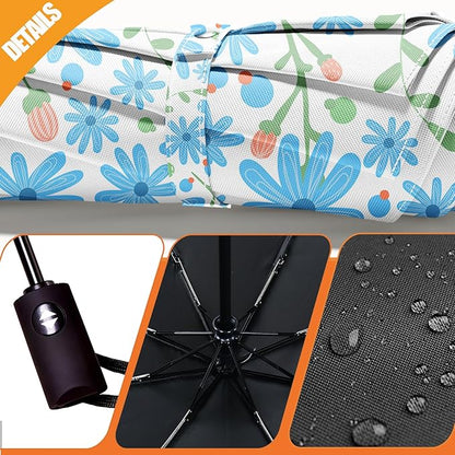 Small Compact Travel Automatic Folding Umbrella for Women, Portable Lightweight, Rain, Wind, UV Sun Shade