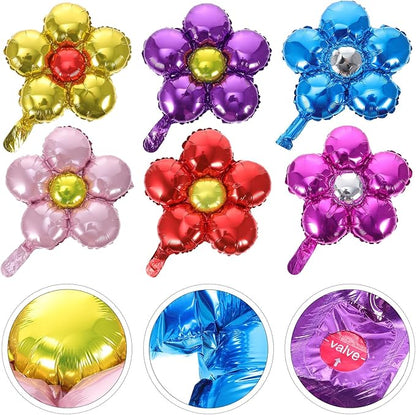 Uonlytech 12pcs Aluminum Film Flower Balloons Assorted Metallic Colors Party Decorations for Birthday Wedding Festival Tear-resistant Foil Balloons for Backdrop and Layout Props