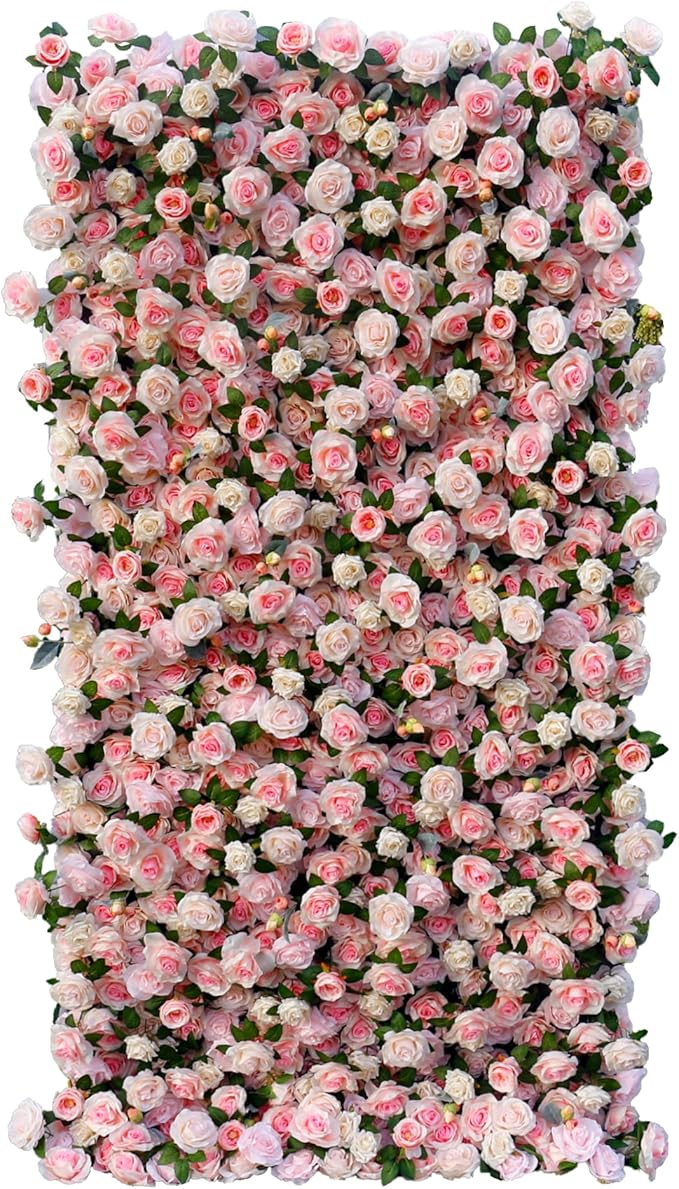 Artificial Flower Wall Panel 4×8 ft (1.2×2.4 m), Realistic Artificial Blooms, Photo-Ready Backdrop for Wedding, Parties & Photo Booth, Assembly-Friendly (Panel Only)