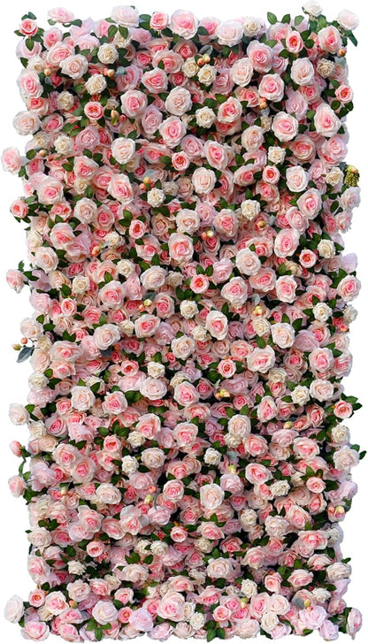 Artificial Flower Wall Panel 4×8 ft (1.2×2.4 m), Realistic Artificial Blooms, Photo-Ready Backdrop for Wedding, Parties & Photo Booth, Assembly-Friendly (Panel Only)