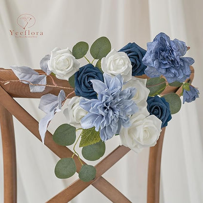 Artificial Flowers, 100pcs Artificial Rose for DIY Wedding Bouquets Centerpieces Arrangements, Navy Blue Foam Roses with Stem for Bridal Shower Party Home Decorations